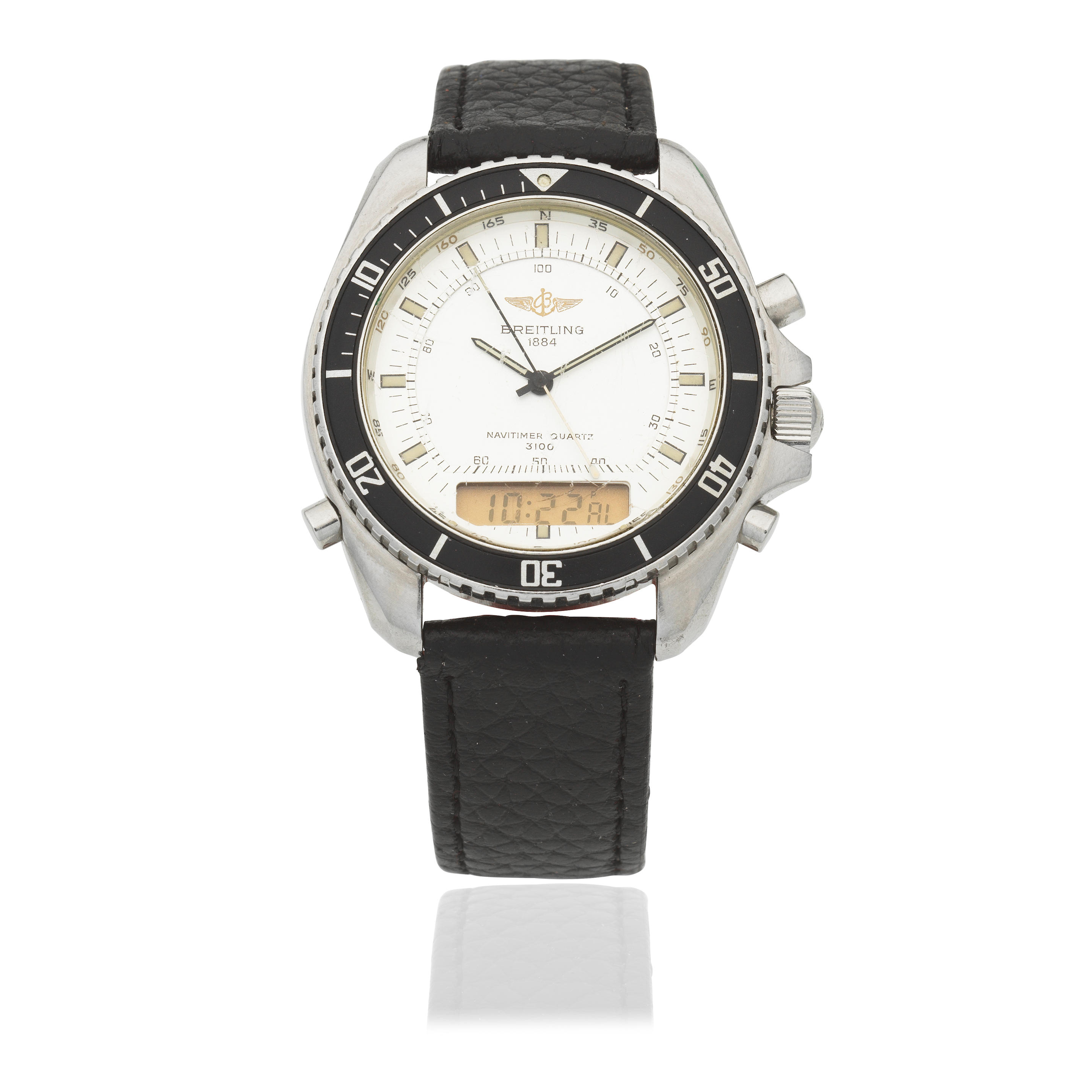 BREITLING A STAINLESS STEEL QUARTZ WRISTWATCH WITH DIGITAL DISPLAY Model