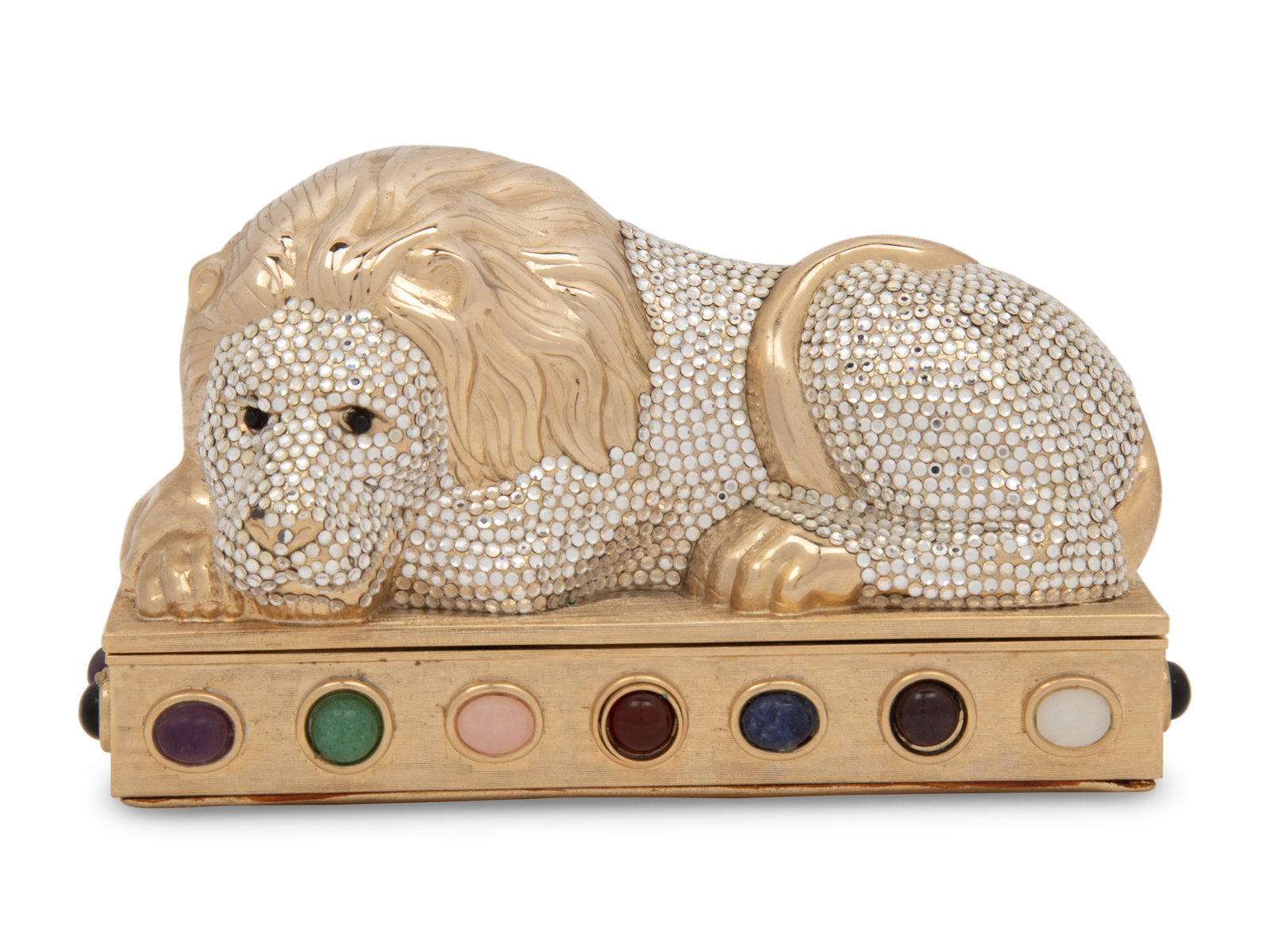Judith Leiber Lion Minaudi re Lion on a jeweled box
