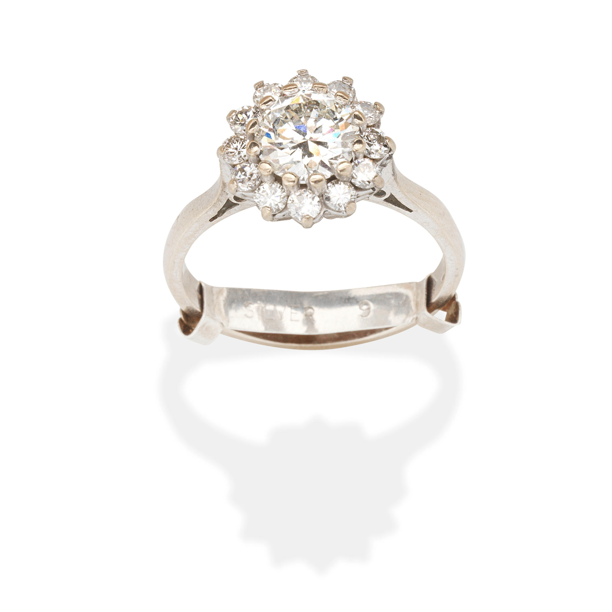 DIAMOND CLUSTER RING Brilliant cut diamonds principal diamond approx 1