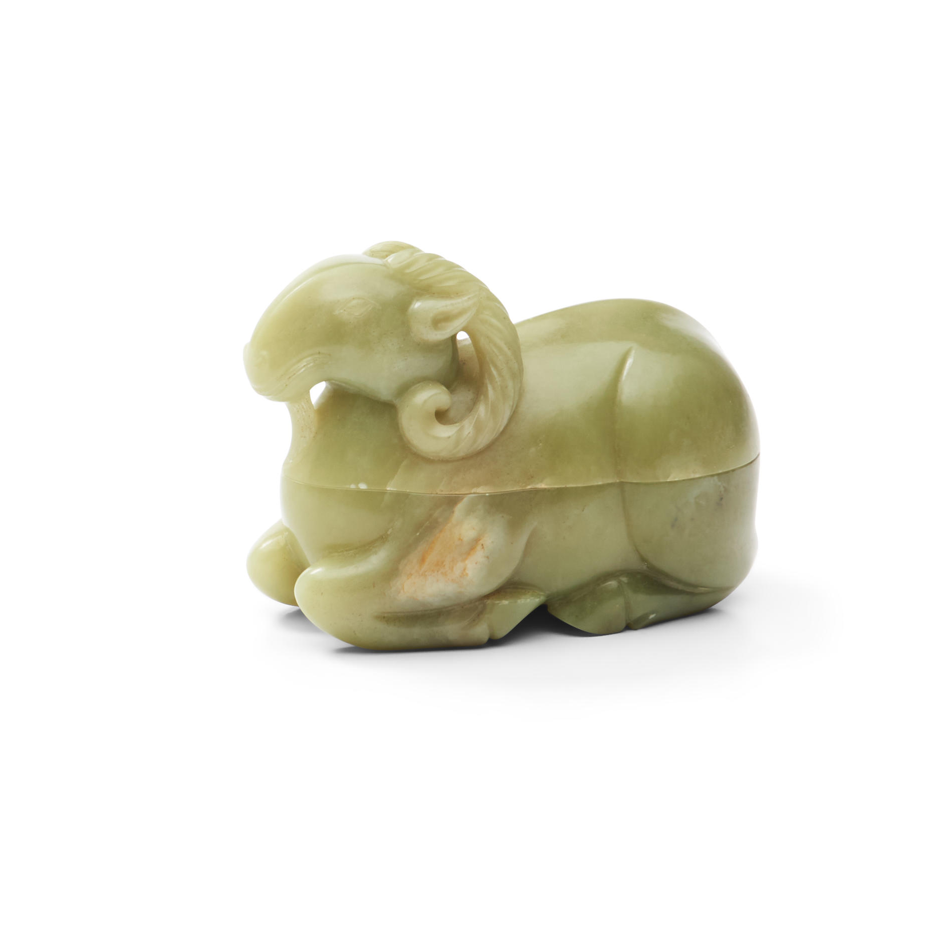 JADE RAM SHAPED BOX China carved in the form of