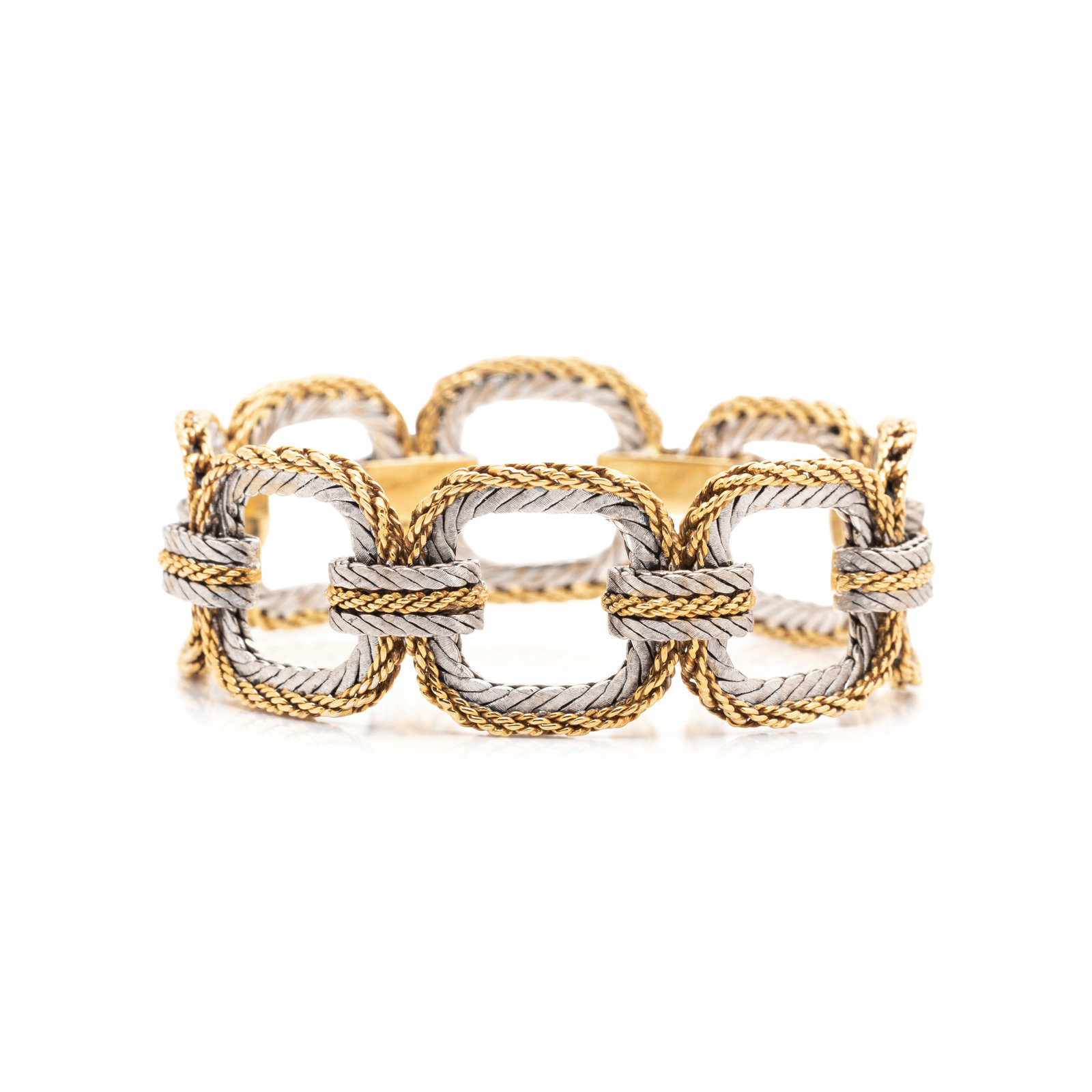 BUCCELLATI BICOLOR GOLD LINK BRACELET Consisting of square links in