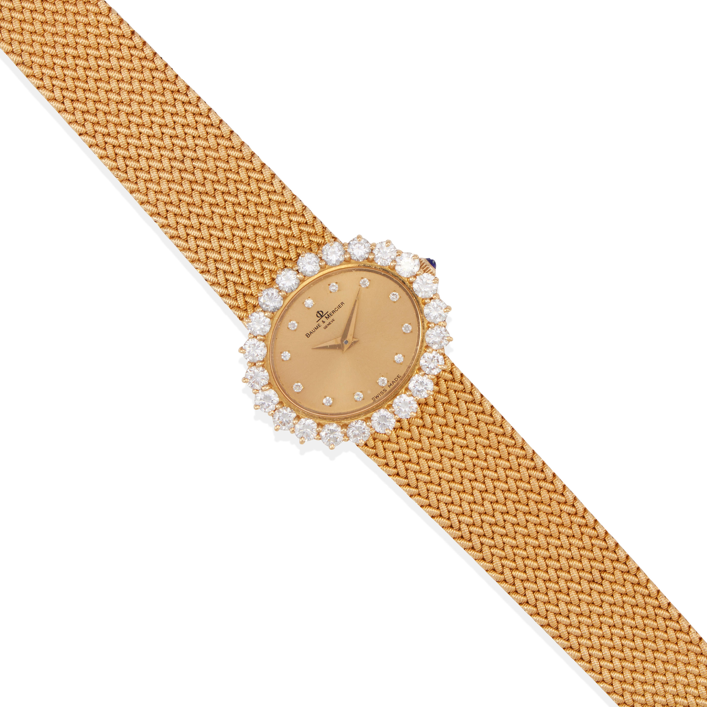 BAUME MERCIER AN 18K GOLD AND DIAMOND WRISTWATCH 18k yellow