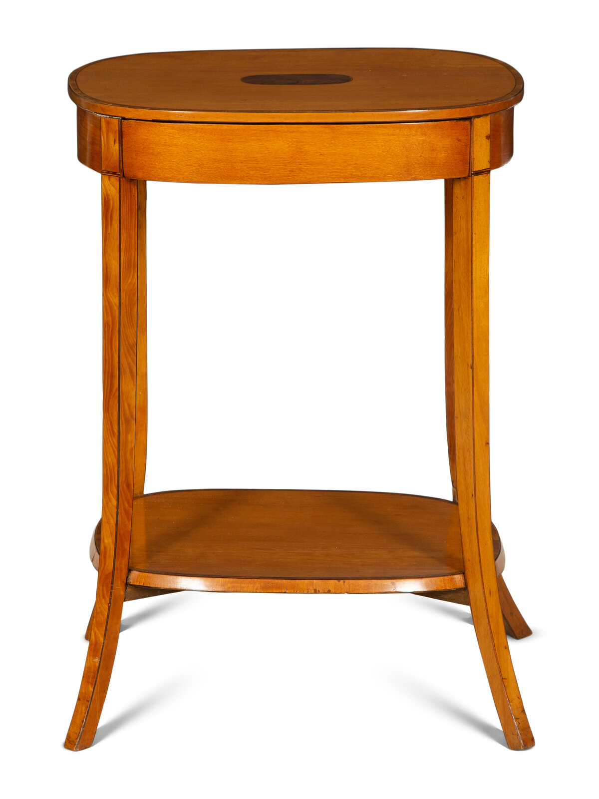 A George III Crossbanded and Inlaid Satinwood Work Table Early