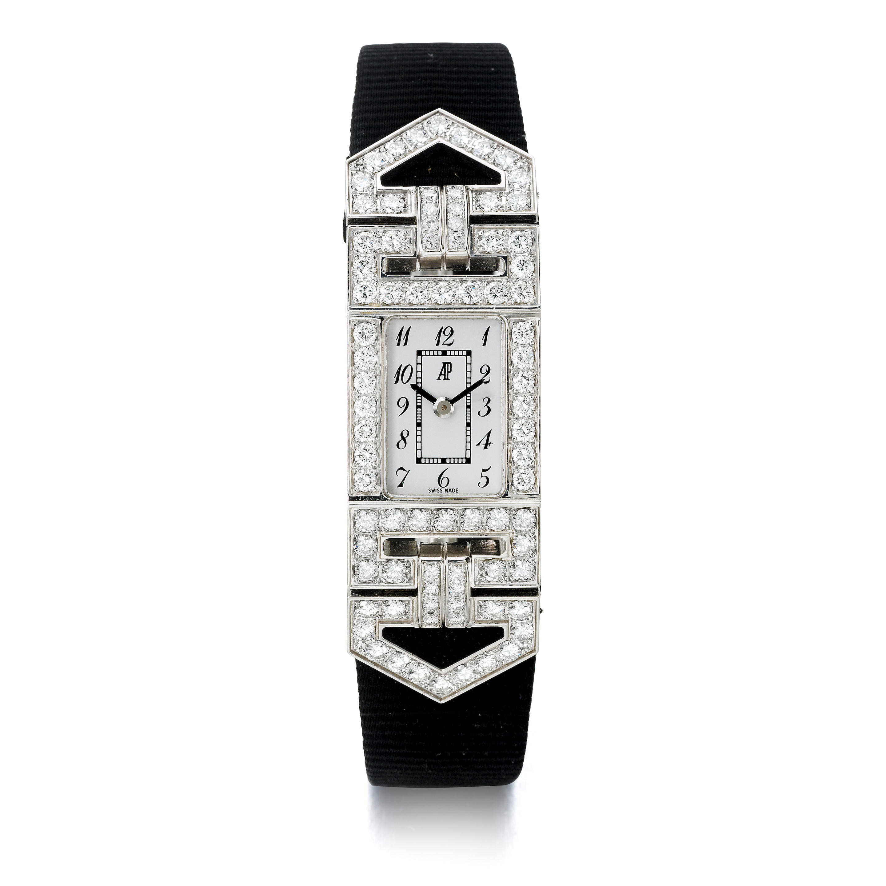 AUDEMARS PIGUET A DIAMOND WRISTWATCH With quartz movement the rectangular