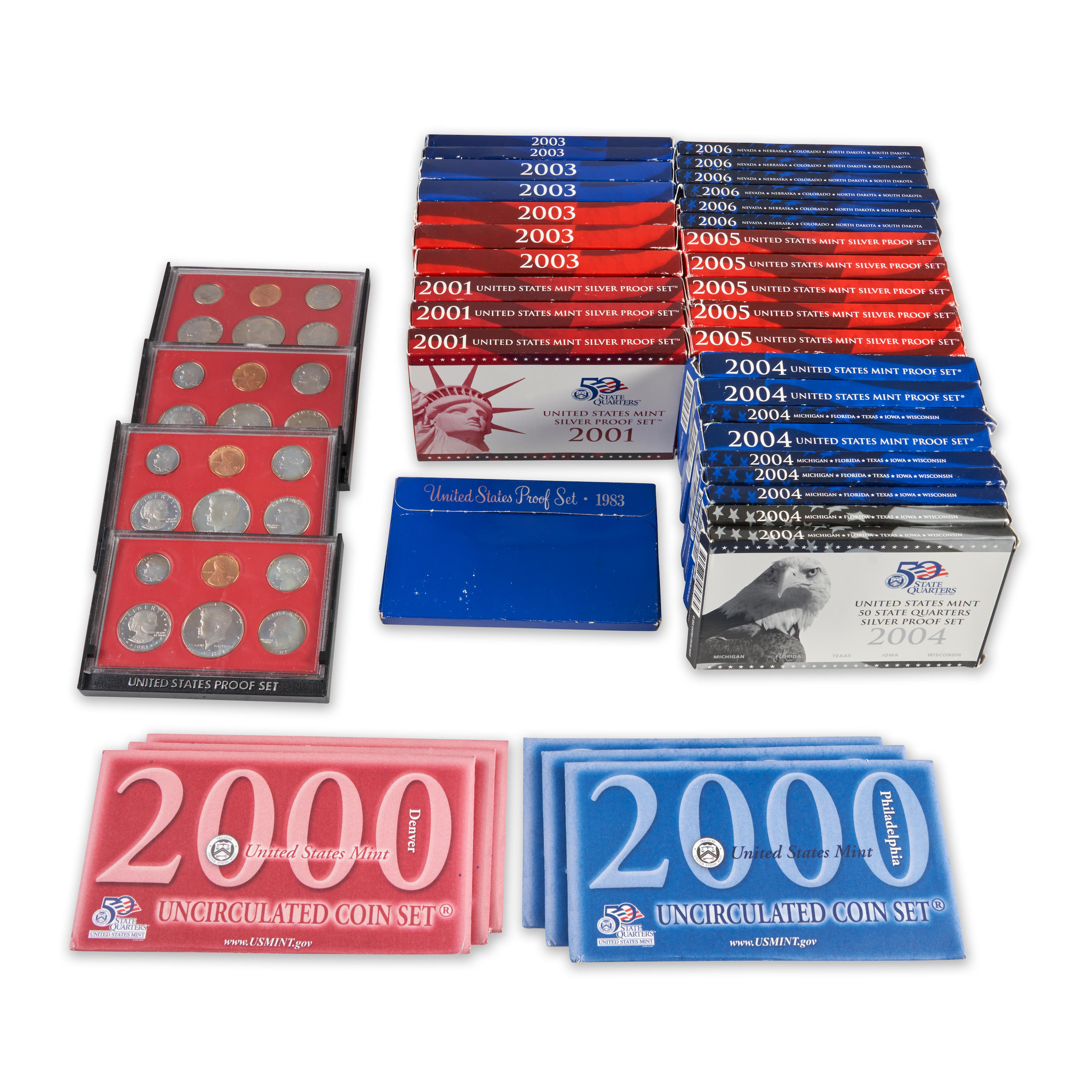 UNITED STATES COLLECTION OF THIRTY FIVE PROOF AND SIX MINT