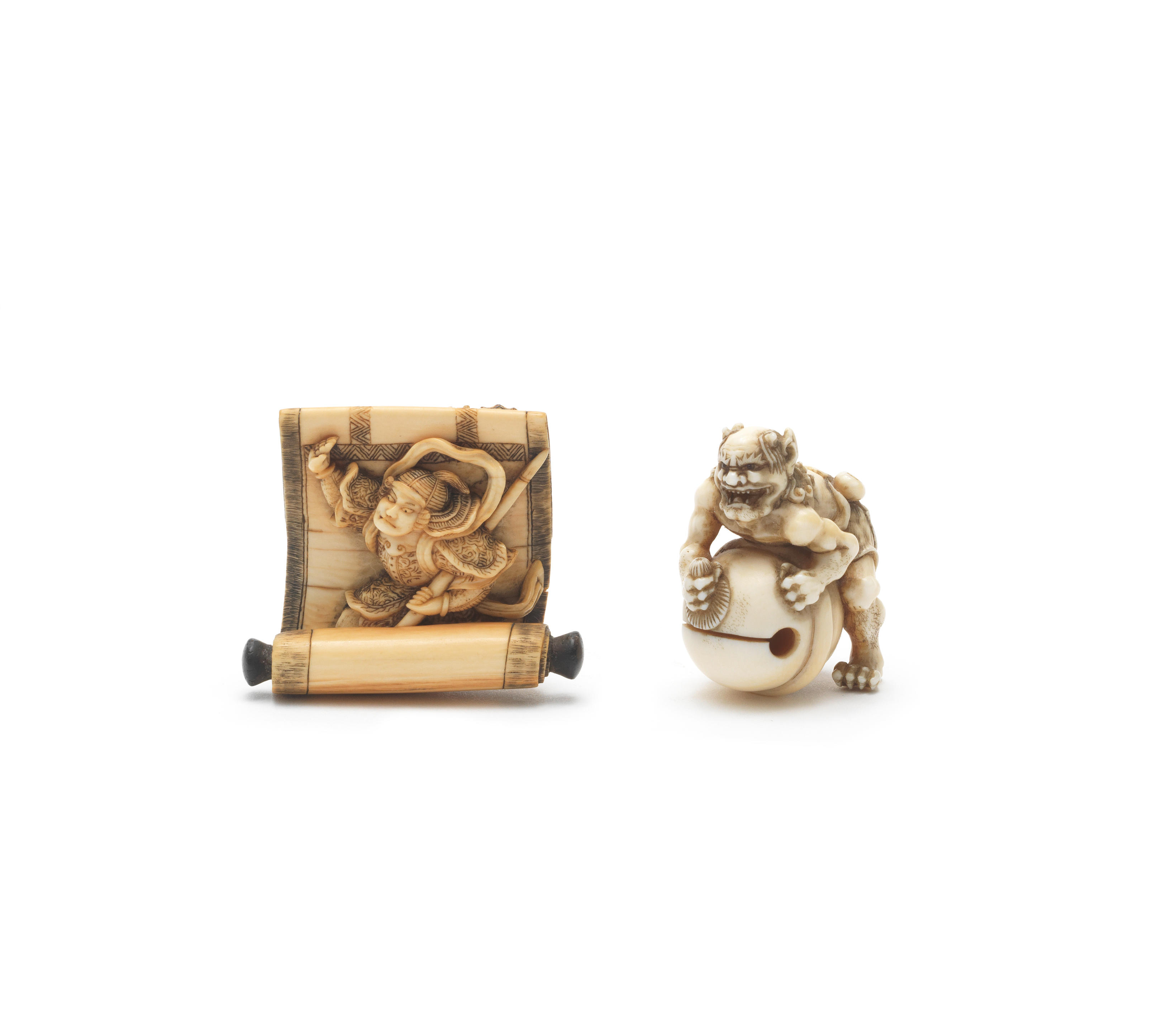 TWO IVORY NETSUKE Edo period 1615 1868 to Meiji era