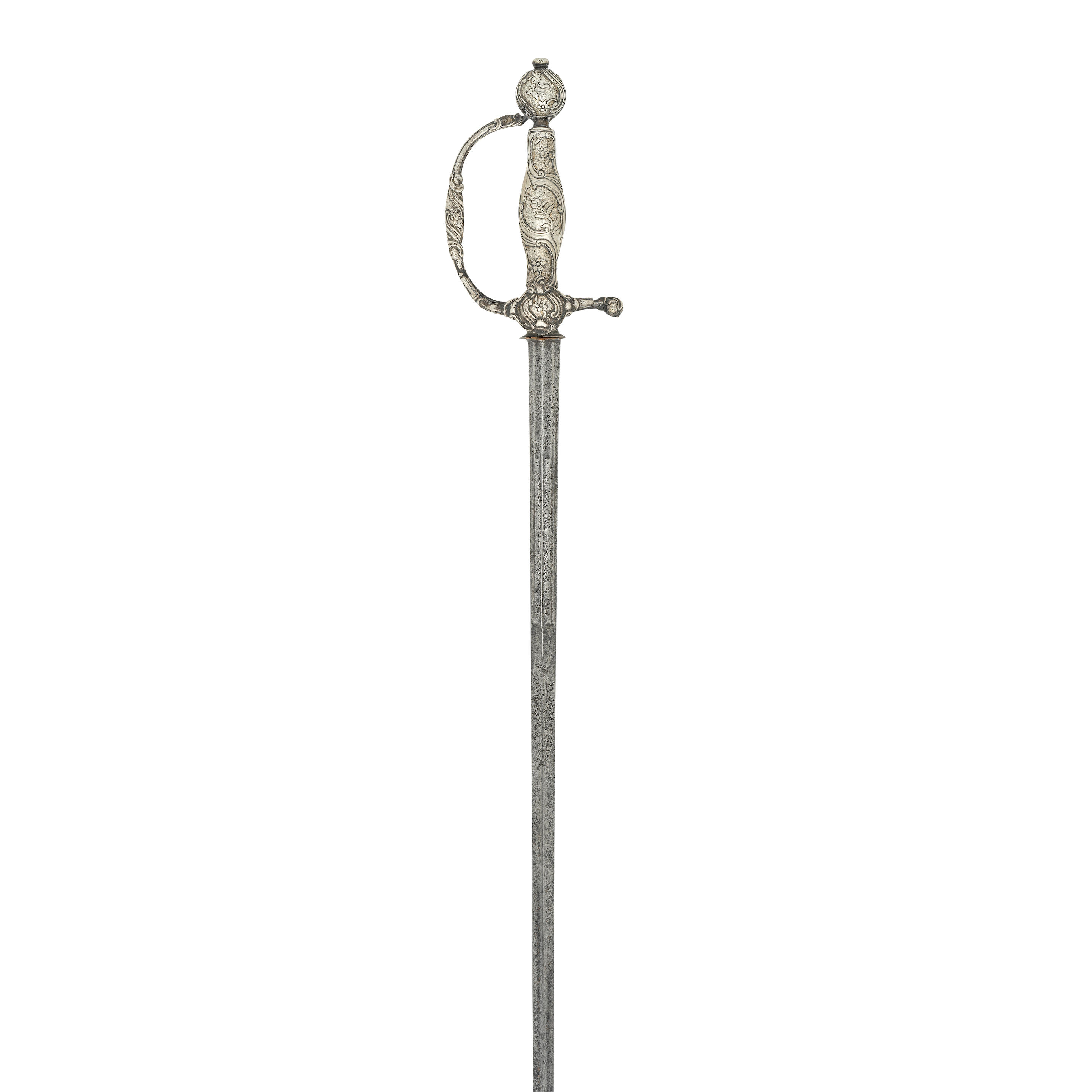 A GERMAN SILVER HILTED SMALL SWORD MID 18TH CENTURY With