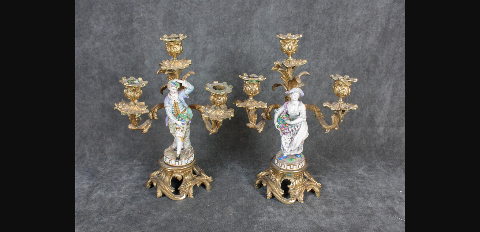 PORCELAIN AND GILT BRONZE FIGURAL CANDELABRA