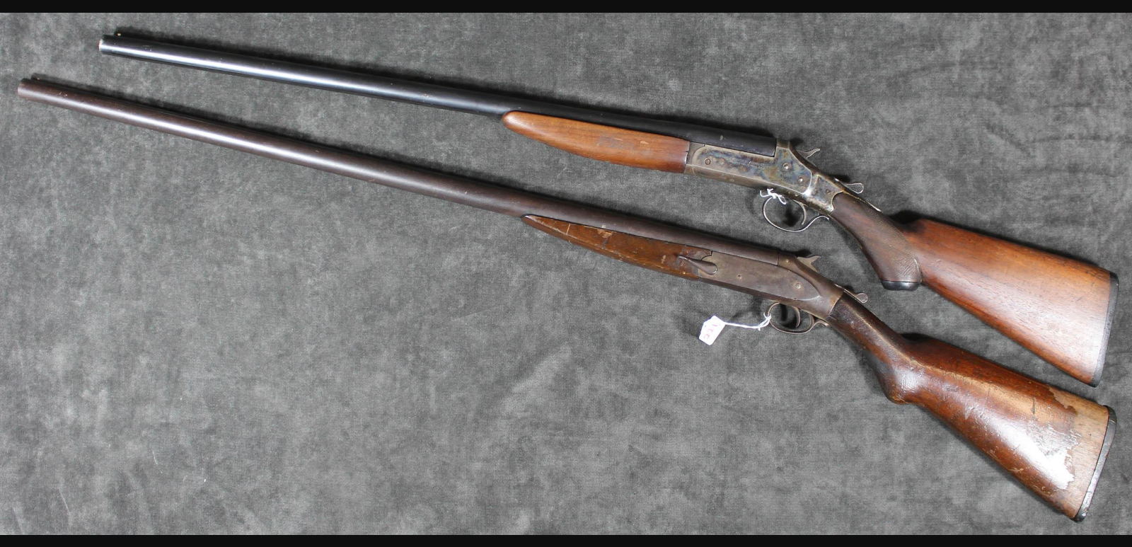 THREE SINGLE SHOT BARREL 12 GAUGE SHOTGUNS
